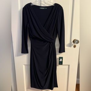 Lauren Ralph Lauren navy jersey dress. Size 8 NWT